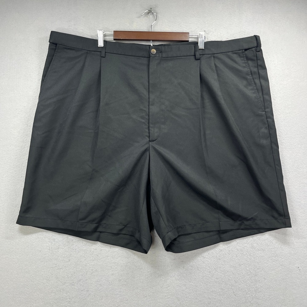 Haggar Q Shorts Mens 50 Black Pleated Front Casual Classic Workwear Preppy Golf